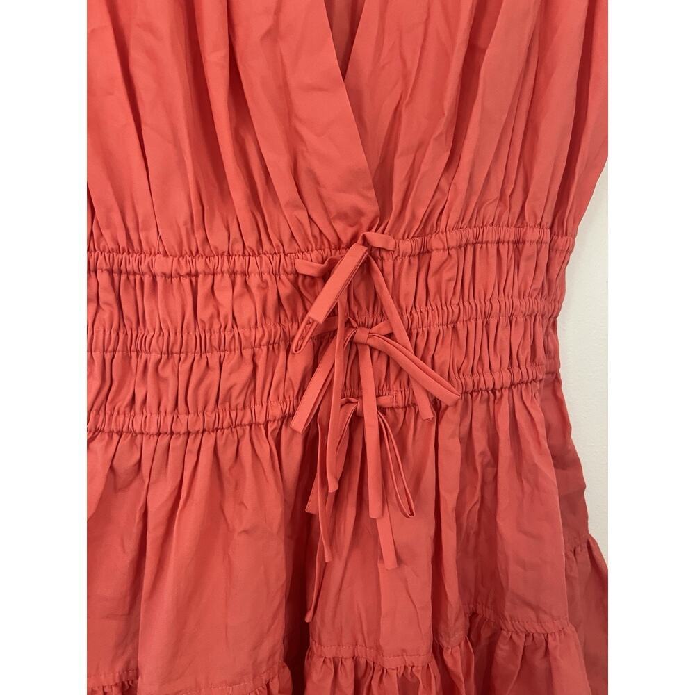 Derek Lam 10 Crosby Tora Tie waist Mini Dress Orange Coral NWTA Tiered V Neck 2 - Picture 11 of 12